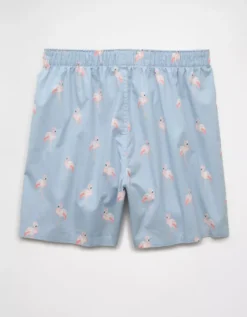 AEO Men's Flamingos Stretch Boxer Short Light Blue -American Eagle Fashion 0220 0201 401 b