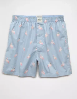 AEO Men's Flamingos Stretch Boxer Short Light Blue -American Eagle Fashion 0220 0201 401 f