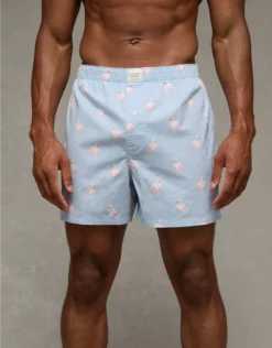 AEO Men's Flamingos Stretch Boxer Short Light Blue