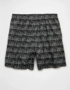 AEO Men's Peanuts Ghost Stretch Boxer Short Black -American Eagle Fashion 0220 0238 001 b