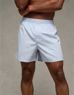 AEO Men's Solid Stretch Boxer Short Light Blue