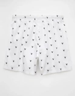 AEO Men's Tiny Eagles Stretch Boxer Short White -American Eagle Fashion 0220 4800 100 b
