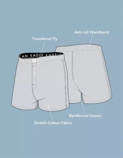 AEO Men's Anchors Stretch Boxer Short White -American Eagle Fashion 0220 4897 100 d3