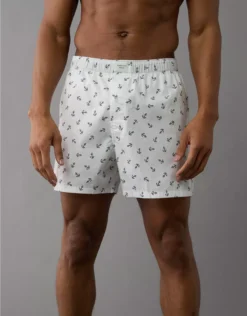 AEO Men's Anchors Stretch Boxer Short White