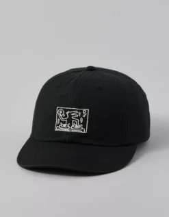 AE Embroidered Keith Haring Dad Baseball Hat Black 6 AE Embroidered Keith Haring Dad Baseball Hat Black -American Eagle Fashion 0221 8286 001 f