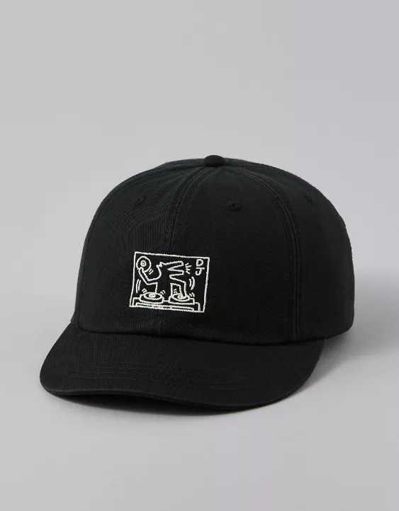 AE Embroidered Keith Haring Dad Baseball Hat Black 3 AE Embroidered Keith Haring Dad Baseball Hat Black - Image 3