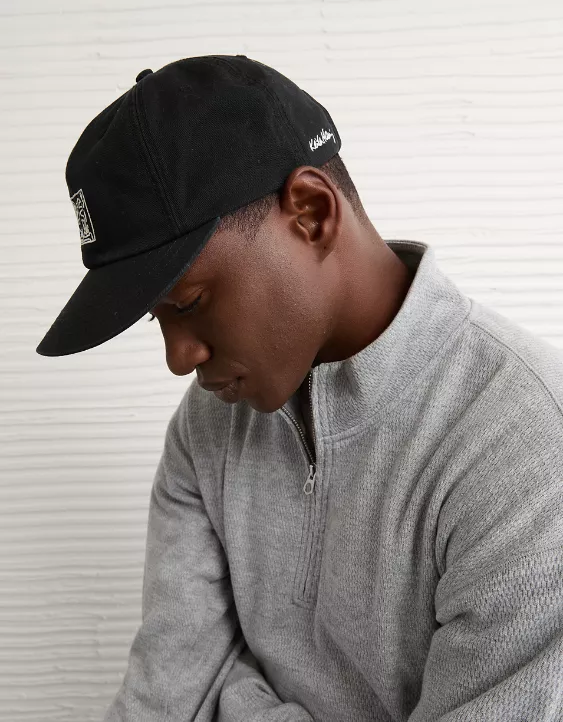 AE Embroidered Keith Haring Dad Baseball Hat Black 2 AE Embroidered Keith Haring Dad Baseball Hat Black - Image 2