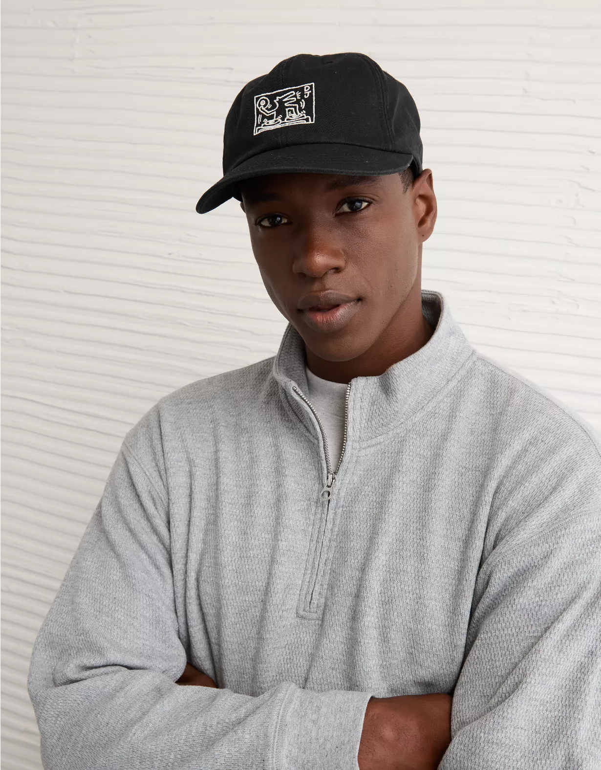 AE Embroidered Keith Haring Dad Baseball Hat Black 1 AE Embroidered Keith Haring Dad Baseball Hat Black