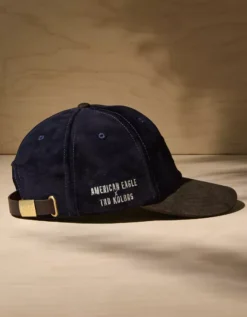 AE X Tru Kolors Suede Baseball Hat Navy -American Eagle Fashion 0221 8483 410 b