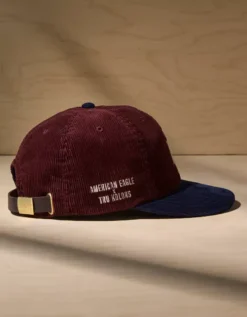 AE X Tru Kolors Corduroy Baseball Hat Burgundy -American Eagle Fashion 0221 8494 613 b