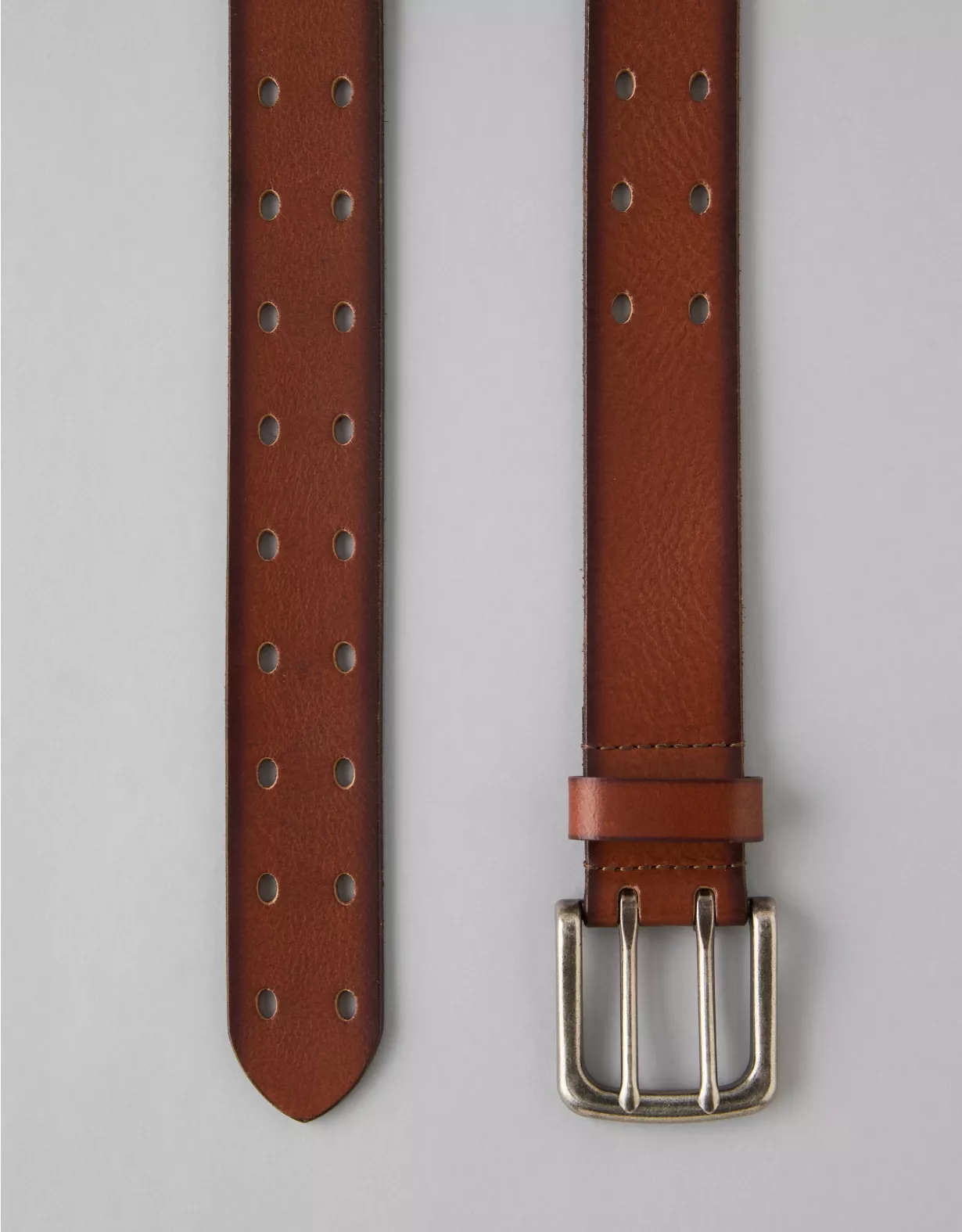 AEO Double-Prong Leather Belt Brown 2 AEO Double-Prong Leather Belt Brown - Image 2