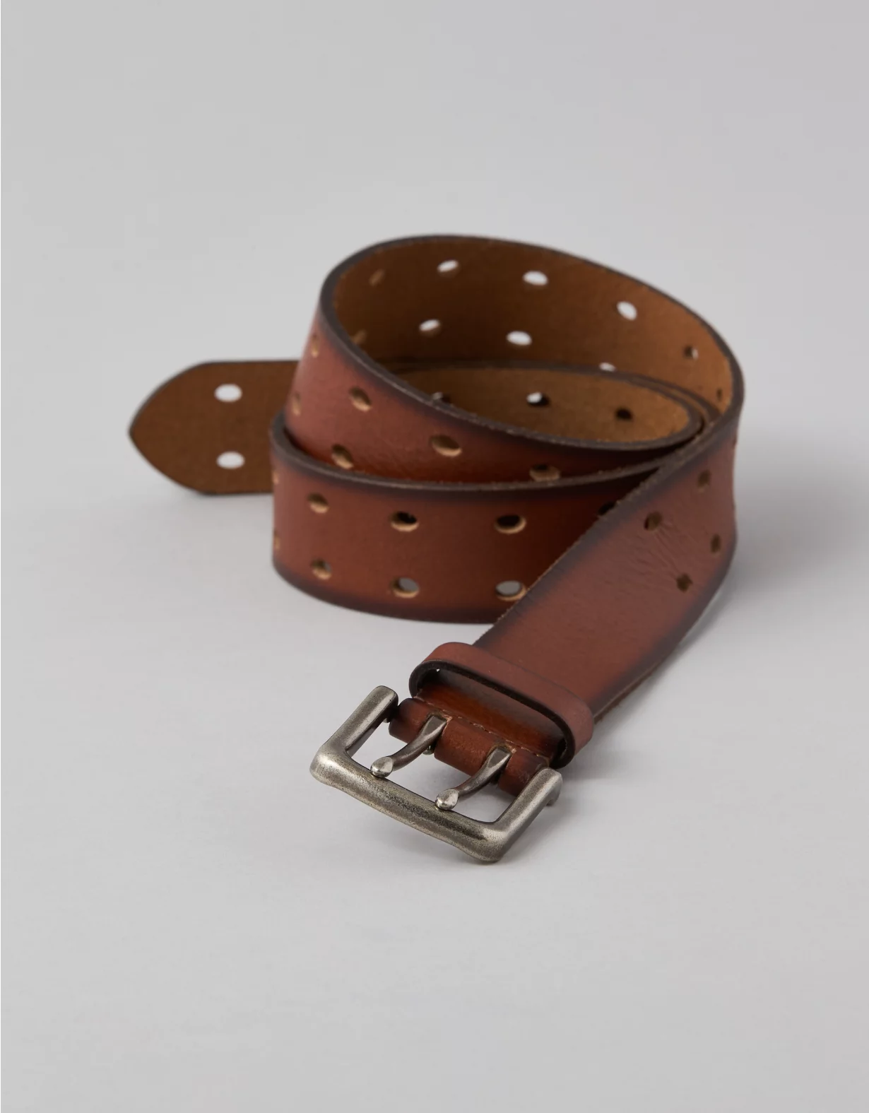 AEO Double-Prong Leather Belt Brown 1 AEO Double-Prong Leather Belt Brown