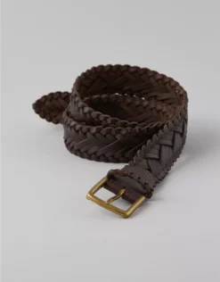 AE Braided Leather Belt Brown