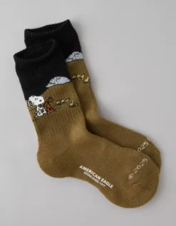 AE Peanuts Crew Socks Camper Green -American Eagle Fashion 0225 8233 315 f