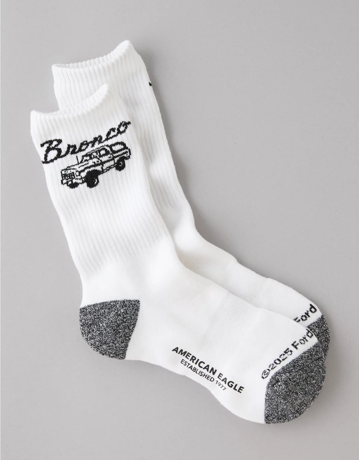 AE Bronco Terry Crew Socks White 2 AE Bronco Terry Crew Socks White - Image 2