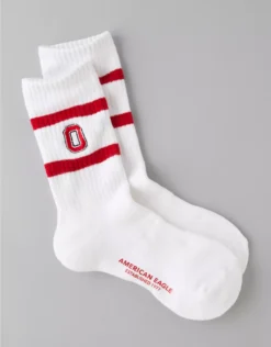 AE Ohio State Buckeyes Crew Socks White