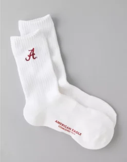 AE Alabama Crimson Tide Crew Socks White