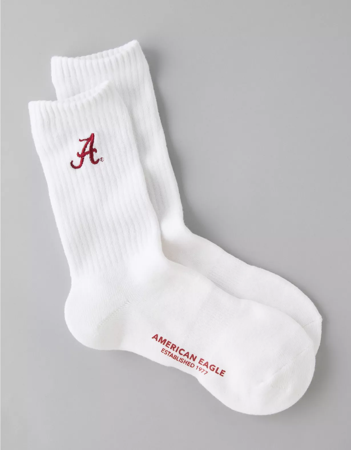 AE Alabama Crimson Tide Crew Socks White 1 AE Alabama Crimson Tide Crew Socks White
