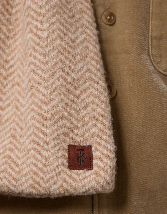 AE X Tru Kolors Knit Herringbone Scarf Camel 4 AE X Tru Kolors Knit Herringbone Scarf Camel - Image 4