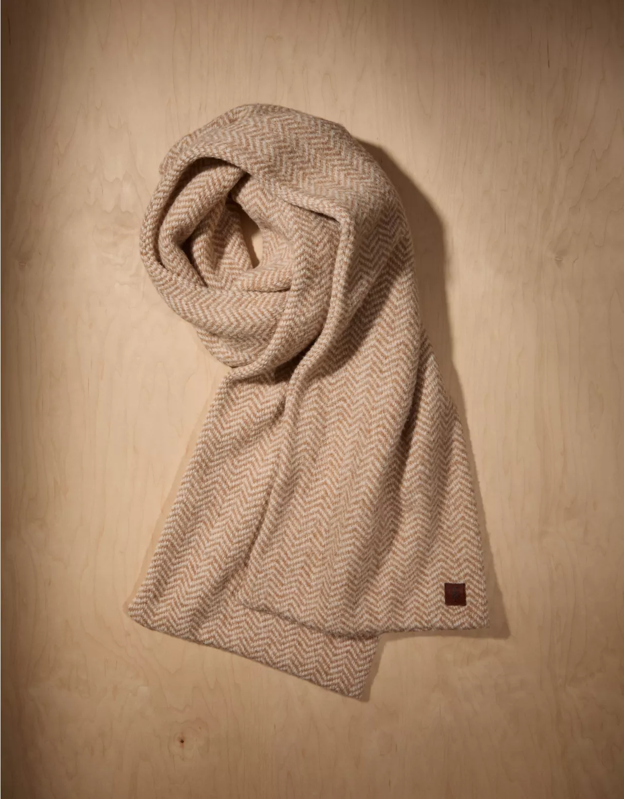 AE X Tru Kolors Knit Herringbone Scarf Camel 1 AE X Tru Kolors Knit Herringbone Scarf Camel