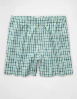 AEO Men's Striped Poplin Pocket Boxer Short Teal -American Eagle Fashion 0231 0010 395 f