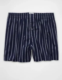 AEO Men's Striped Poplin Pocket Boxer Short Midnight Blue -American Eagle Fashion 0231 0014 483 f