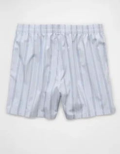 AEO Men's Striped Poplin Pocket Boxer Short Light Blue -American Eagle Fashion 0231 0017 401 b