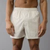 AEO Men's Striped Poplin Pocket Boxer Short Khaki
