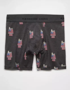 AEO Men's Snoopy USA 6" Classic Boxer Brief Dark Gray -American Eagle Fashion 0235 0107 024 f