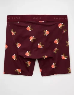 AEO Men's Reindeer 6" Classic Boxer Brief Burgundy -American Eagle Fashion 0235 0114 613 b