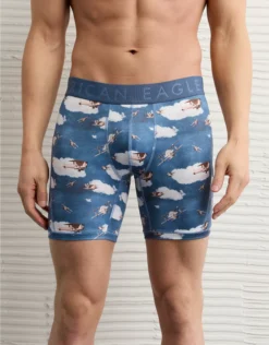 AEO Men's Planes 6" Flex Boxer Brief Blue