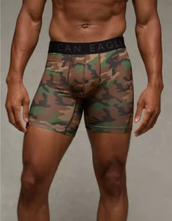 AEO Men's Camo Print 6" Flex Boxer Brief Brown