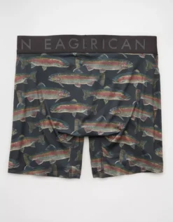 AEO Men's Trout Print 6" Flex Boxer Brief Charcoal -American Eagle Fashion 0236 0117 008 b