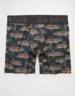 AEO Men's Trout Print 6" Flex Boxer Brief Charcoal -American Eagle Fashion 0236 0117 008 f