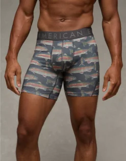 AEO Men's Trout Print 6" Flex Boxer Brief Charcoal