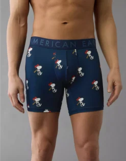 AEO Men's Snoopy 6" Flex Boxer Brief Navy