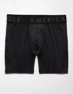 AEO Men's Solid 6" Flex Boxer Brief Black -American Eagle Fashion 0236 3804 001 f