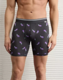 AEO Men's Eggplant 6" Ultra Soft Boxer Brief Black