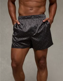 AEO Men's Satin Pocket Boxer Short Charcoal