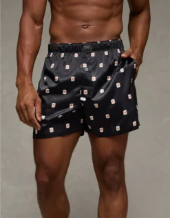 AEO Men's Satin Pocket Boxer Short Black