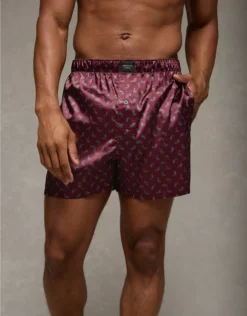 AEO Men's Satin Pocket Boxer Short Burgundy