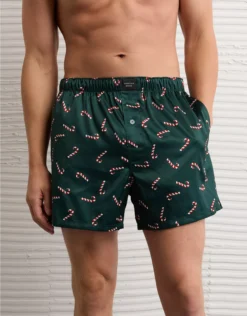 AEO Men's Satin Pocket Boxer Short Green