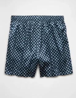 AEO Men's Compass Satin Pocket Boxer Short Blue -American Eagle Fashion 0238 0063 400 b