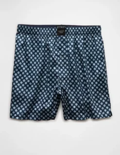 AEO Men's Compass Satin Pocket Boxer Short Blue -American Eagle Fashion 0238 0063 400 f