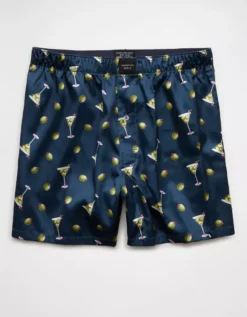AEO Men's Olives Satin Pocket Boxer Short Navy -American Eagle Fashion 0238 0064 410 f