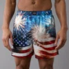 AEO Men's USA Fireworks Satin Pocket Boxer Short Blue