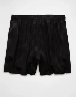 AEO Men's Checkerboard Satin Pocket Boxer Short Black -American Eagle Fashion 0238 0103 001 b