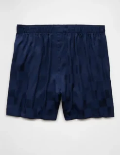 AEO Men's Satin Pocket Boxer Short Navy -American Eagle Fashion 0238 0103 410 b