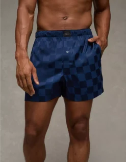 AEO Men's Satin Pocket Boxer Short Navy