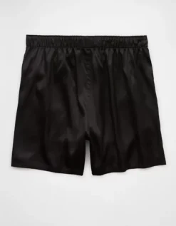 AEO Men's Satin Pocket Boxer Short Bold Black -American Eagle Fashion 0238 3812 064 b